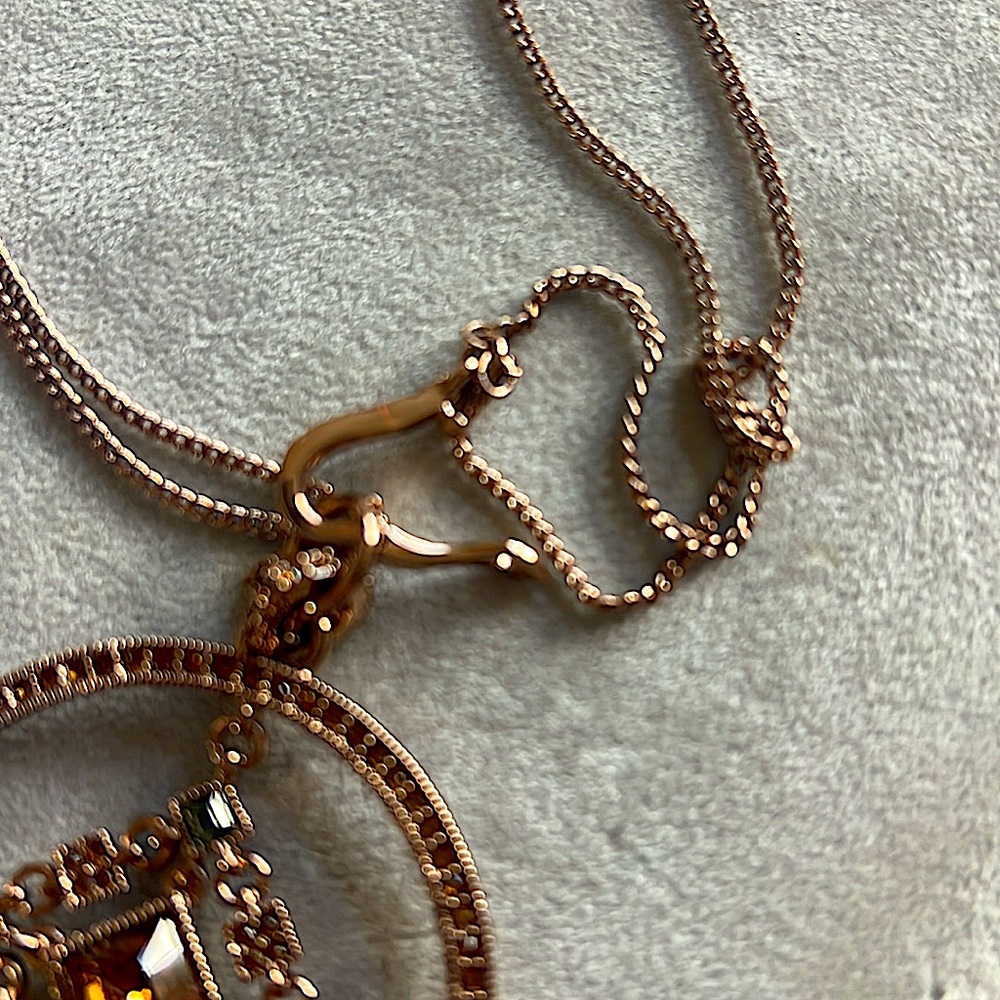 NWOTAuthentic Givenchy Necklace.Adjustable short/longRose color/Rhinestone Amber - Picture 4 of 10